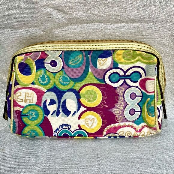 COACH Signature Poppy C Multicolor Make Up Cosmetic Case Pouch - Picture 2 of 6